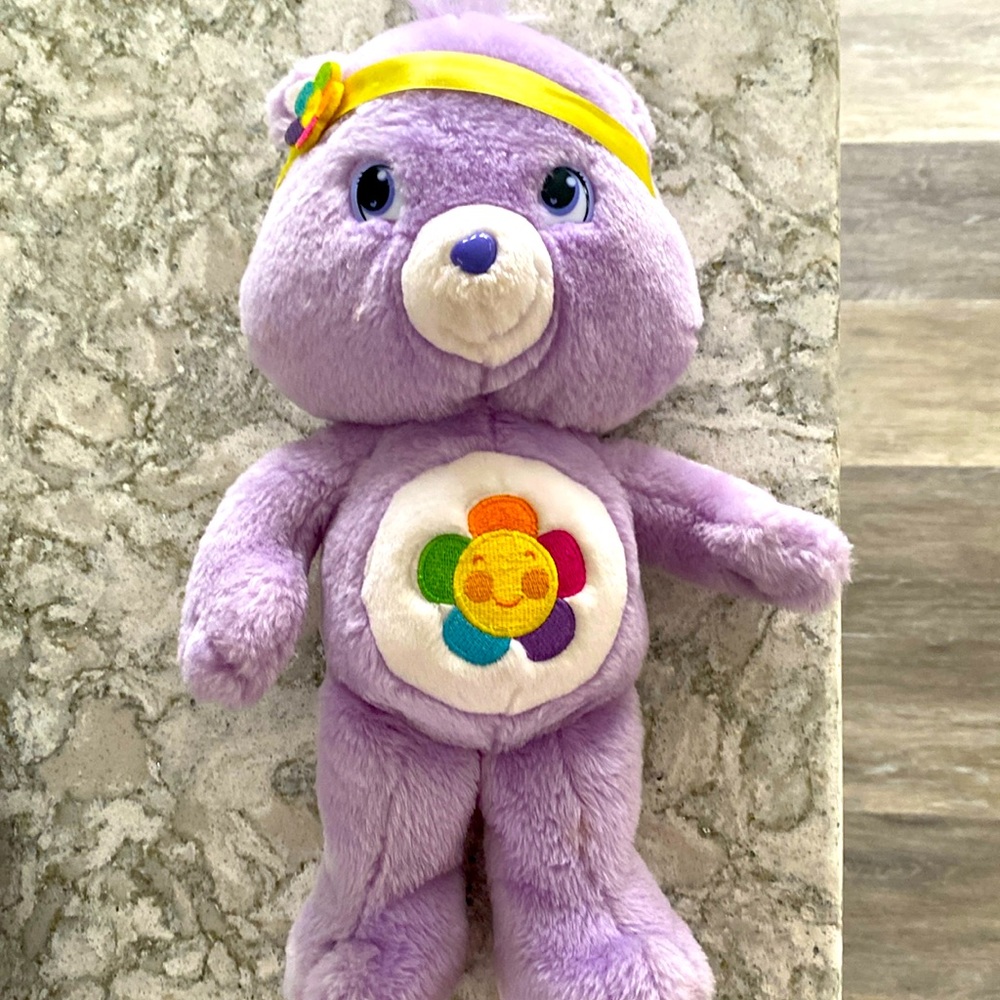 Purple Care Bears Harmony Golden Headband Flower Belly Stuffed Bear